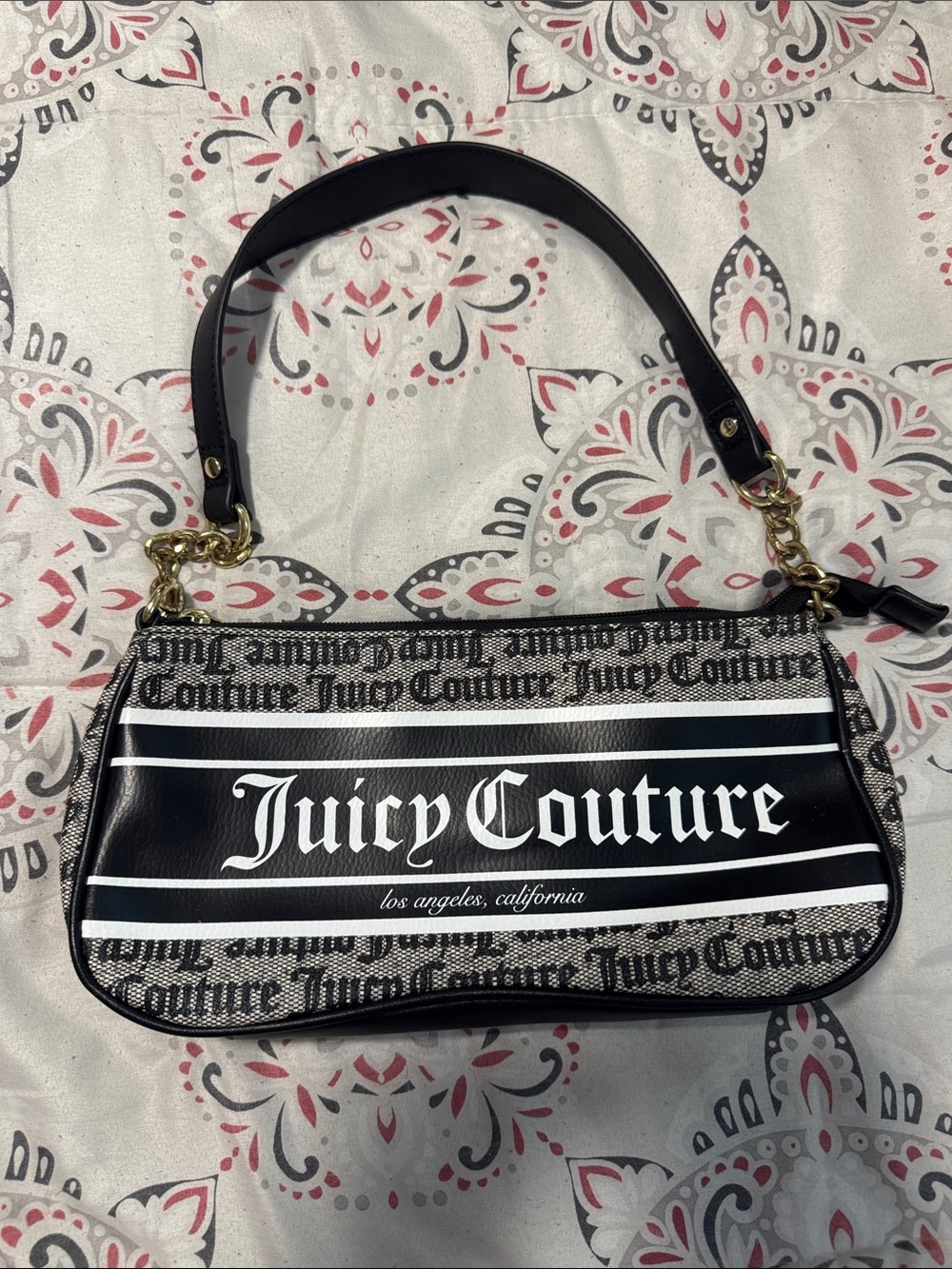 Juicy Couture Black and White Logo Shoulder Bag